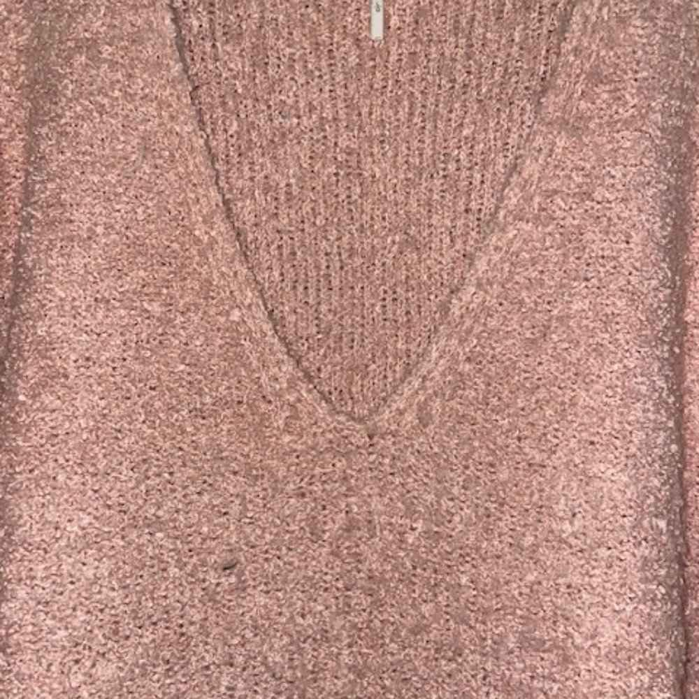 Free People Pink V-Neck Sweater - Large - Picture 2 of 3